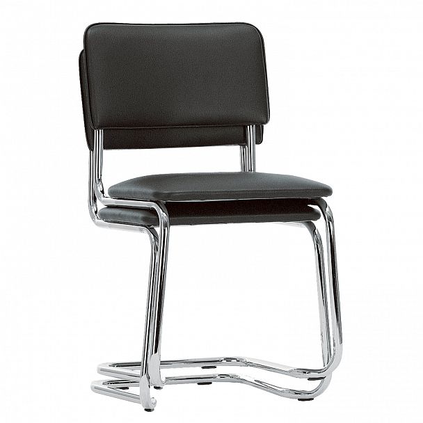 Стулья для персонала и посетителей "Sylwia", комплект 2 шт., хром, кожзам черный - Вид 3