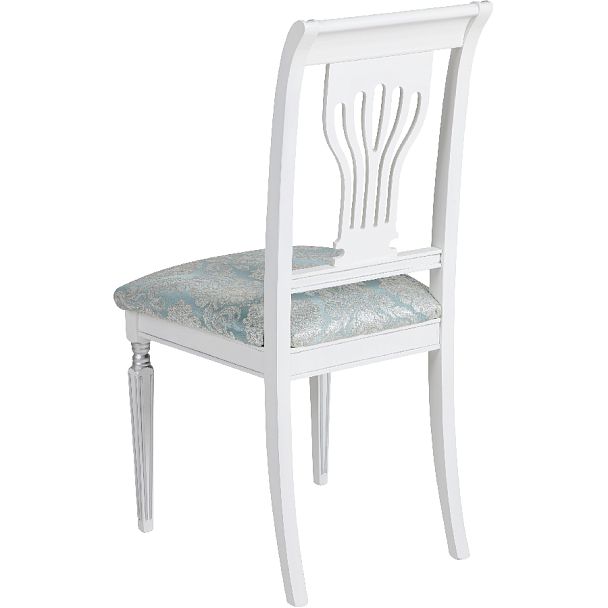 Стул деревянный с мягким сиденьем Мендельс Белая эмаль серебрянная патина/Бирюзовый жаккард - Вид 5