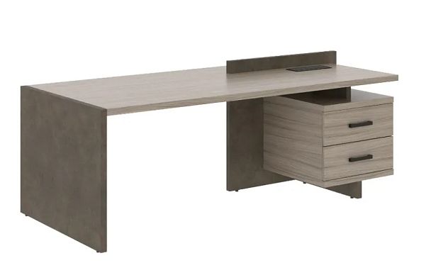 WOOD STONE Стол руководителя СФ-531302 П 2200х961х840 Дрифтвуд / Бетон Чикаго темный Wood stone кабинет руковод  без цвета - Вид 1