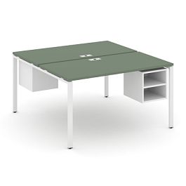 Concept Рабочая станция 2 сторонняя с подвесными тумбами на 2 места CN.DRS-105 Кобо/Белый Бриллиант/Металл Белый 980*1480*750 - Фото предпросмотра