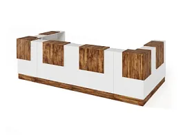 RTD094-340-SH ТАНДЕМ / TANDEM Стойка ресепшн П-образная -340 3400х700х1200 Таксония шоколадная - Фото предпросмотра