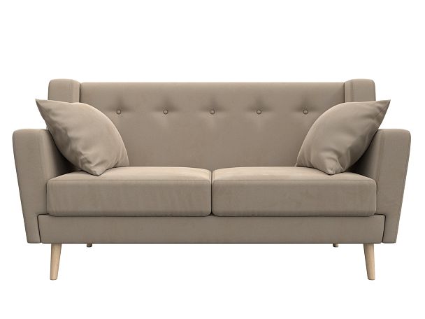 Прямой диван Брайтон 2 (полностью велюр бежевый) - Вид 2