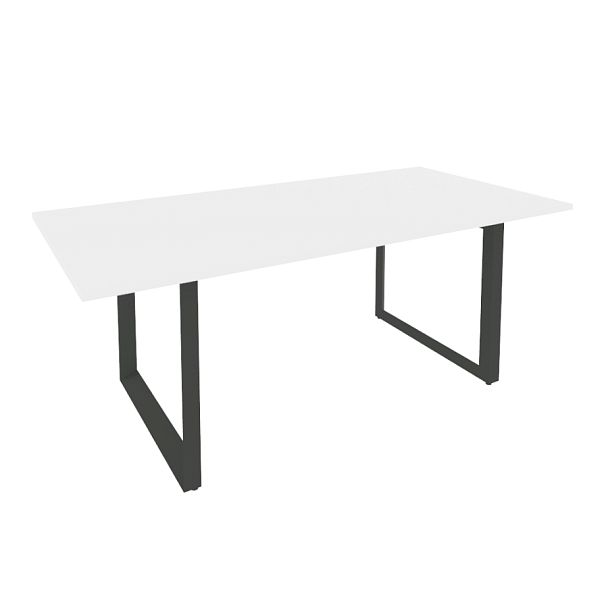 Onix Direct Стол переговорный на О-образном м/к O.MO-PRG-19 Белый бриллиант/Антрацит металл 1980*980*750 - Вид 1