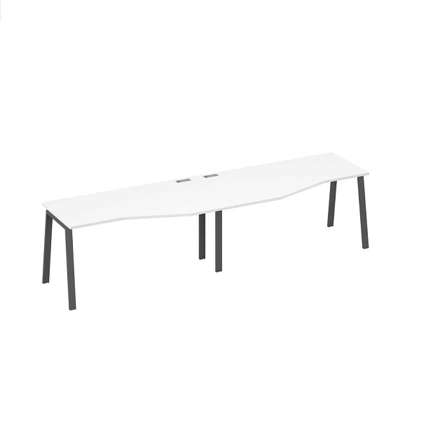 Рабочая станция на каркасе TRE со столами Техно (2х160) A4 А4 Б3 065-2 БП белый премиум / металлокаркас антрацит - Вид 1