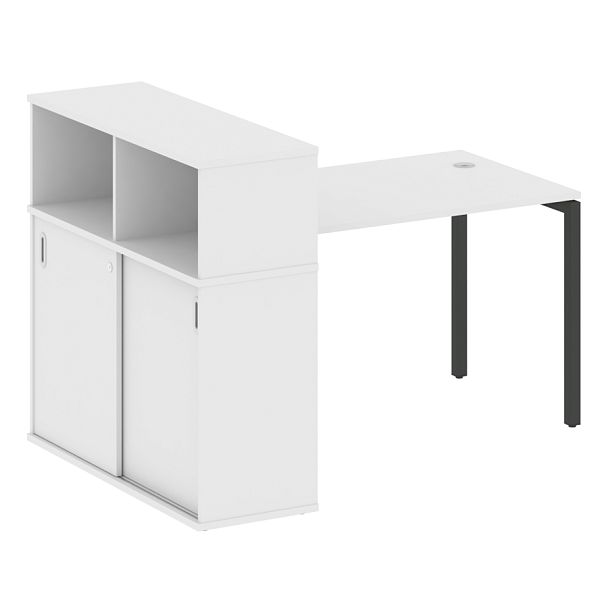 Metal System Quattro Стол письменный с шкафом-купе на П-образном м/к 40БП.РС-СШК-3.2 Т Белый/Антрацит металл 1610*1120*1098 - Вид 1