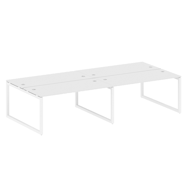 Metal System Quattro Р. ст. на 4 раб. места на О-образном м/к 50БО.СМ-4.4 Белый/Белый металл 3200*1475*750 - Вид 1