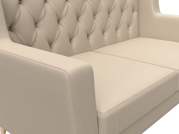 Прямой диван Брайтон 2 Люкс (полностью экокожа бежевая) - Вид 4