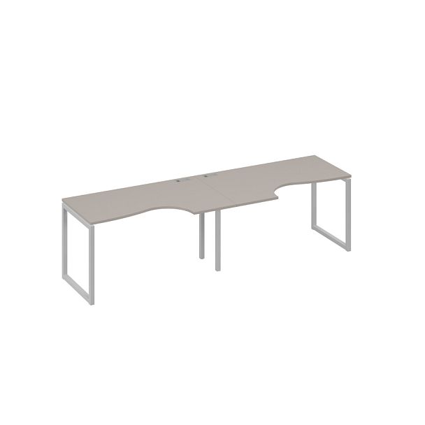 Рабочая станция столы Классика на каркасе QUATTRO (2х140) A4 А4 Б4 043-2 БП мокко премиум / металлокаркас серый - Вид 1