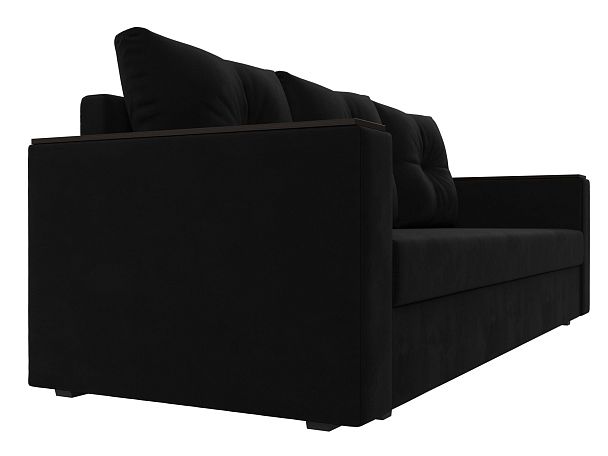 Диван прямой Атланта Лайт без стола (полностью микровельвет черный) - Вид 3