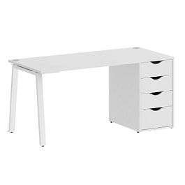 Home Office Стол письменный VR.SP-3-158.4.A Белый/Белый металл 1580*720*750 - Фото предпросмотра
