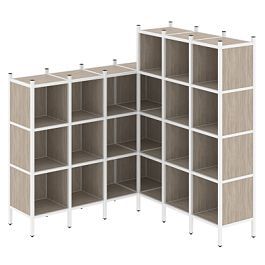Loft Угловой внутренний стеллаж наборный VR.L-50 Дуб аттик/Белый металл 1694*1694*1869 - Фото предпросмотра