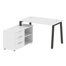 Metal System Р. ст. с тумбой на А-образном м/к БА.РС-СТС-2.2 (L) Белый/Антрацит металл 1300*1520*750 - Фото предпросмотра