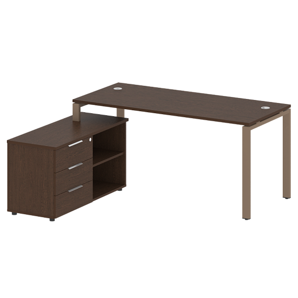 Metal System Р. ст. с тумбой на П-образном м/к БП.РС-СТС-2.4 (L) Венге/Мокко металл 1700*1520*750 - Вид 1