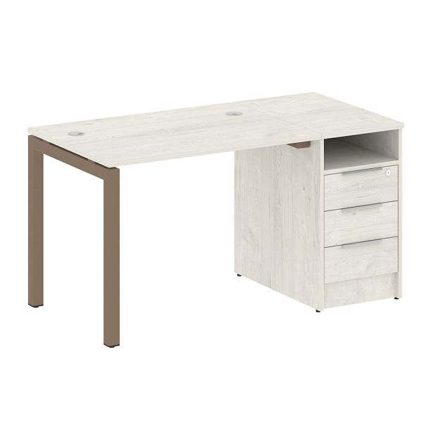 Metal System Quattro Р. ст. с тумбой на П-образном м/к 50БП.РС-СТП-1.1 Дуб наварра/Мокко металл 1412*720*750 - Вид 1