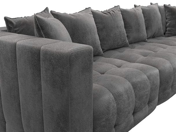 Диван угловой Лига-052 НПБ Лонг угол универсальный Велюр серый - Вид 4