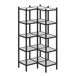 Loft Угловой внутренний стеллаж наборный VR.L-32 Белый бриллиант/Чёрный металл 862*862*1869 - Фото предпросмотра