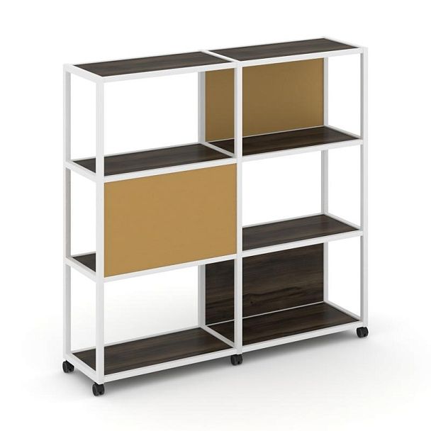 Shelf Mobile Стеллаж 4 уровня 2 секции VR.LT-STK-414.06 Дуб Мали/Металл Белый/W-31 1170*400*1523 - Вид 1