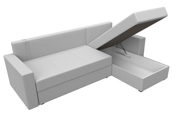 Диван угловой Верона Лайт угол правый (полностью экокожа белая) - Вид 9