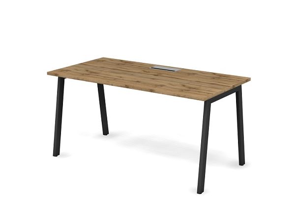 MATRIX 121S105-A Стол прямой, пров-ик Merida (A-обр. опоры) 1580х780х775 Дуб Крафт Золотой/Темно-сер - Вид 1