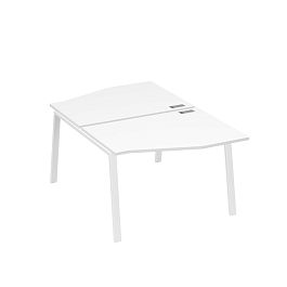 Рабочая станция со столами Техно на металлокаркасе TRE (2х120) A4 А4 Б3 189  БП белый премиум / металлокаркас белый - Фото предпросмотра