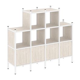 Loft Прямой стеллаж наборный VR.L-16 Денвер светлый/Белый металл 1694*446*1458 - Фото предпросмотра