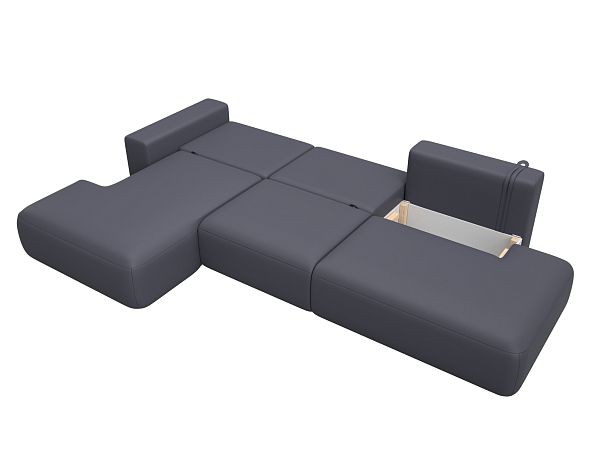 Диван угловой Лига-036 НПБ Модерн Лонг левый угол Экокожа серый - Вид 9