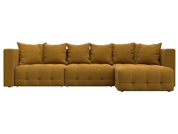 Диван угловой Лига-052 НПБ Лонг угол универсальный Велюр желтый - Вид 2