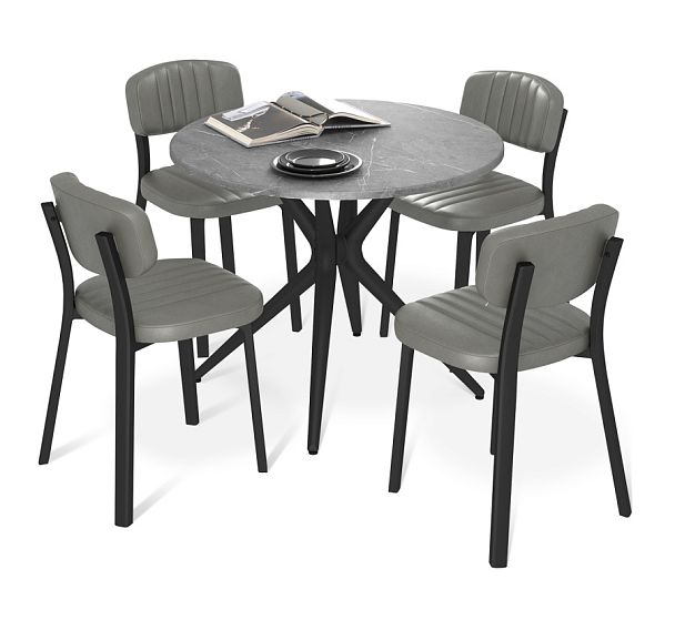 Обеденная группа Sheffilton SHT-DS280 серый мрамор/дымчатый/черный - Вид 1