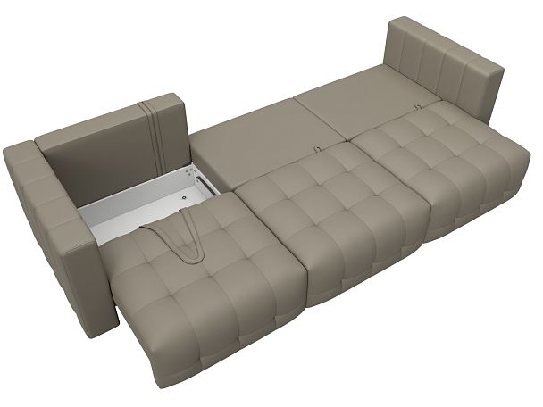 Диван прямой Лига-052 НПБ Лонг Экокожа бежевый - Вид 9