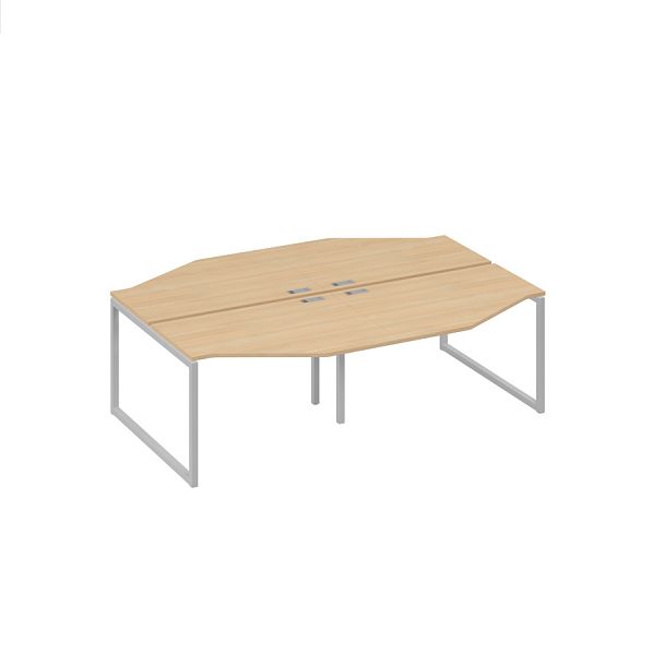 Cтанция QUATTRO столы Техно 4х120 эргономичные A4 А4 Б4 186-2 БП натуральный дуб / металлокаркас серый - Вид 1