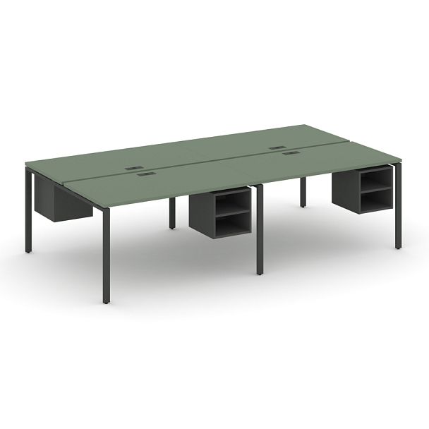 Concept Рабочая станция двухсторонняя с подвесными тумбами на 4 места CN.DRS-127 Кобо/Антрацит/Металл Антрацит 2760*1480*750 - Вид 1