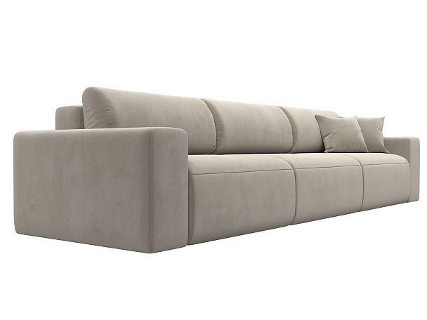 Диван прямой Лига-036 Классик Лонг Микровельвет бежевый - Вид 3