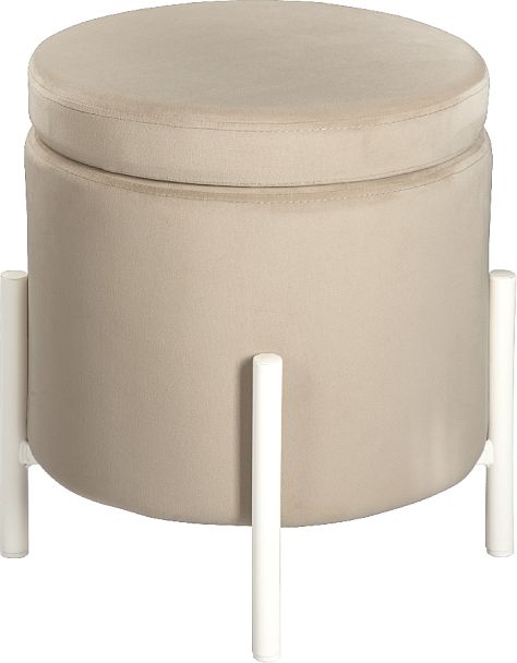 Комплект пуфов Кен с местом для хранения Кремовый велюр Confetti cream/белый, 2 шт. - Вид 2