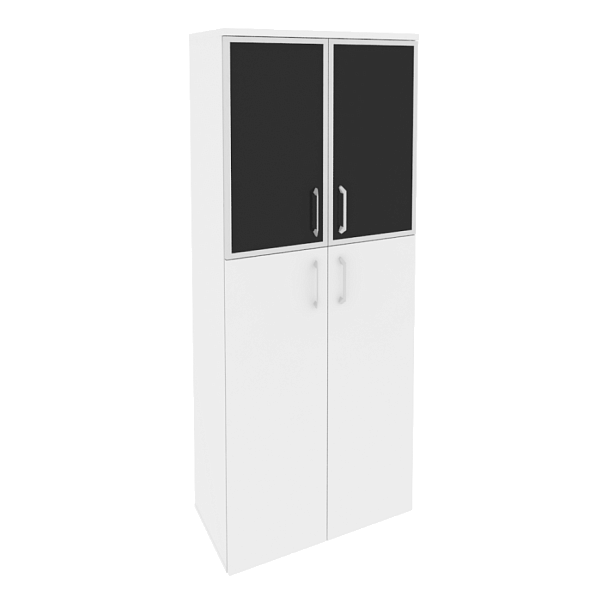 Onix Шкаф высокий широкий O.ST-1.7 R black Белый бриллиант/Стекло black 800*420*1977 - Вид 1