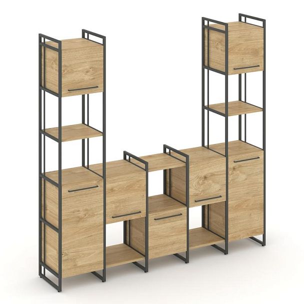 Rift Шкаф комбинированый RF.NS-001 Тиквуд Светлый/Металл Антрацит 2020*396*2010 - Вид 1