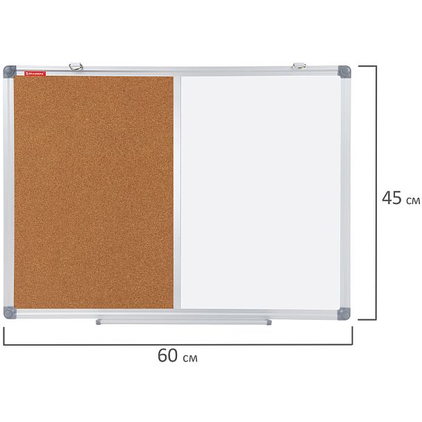 Доска комбинированная: магнитно-маркерная, пробковая для объявлений 45х60 см, BRAUBERG Extra, 238182 - Вид 13