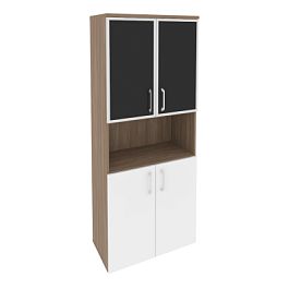 Onix Шкаф высокий широкий O.ST-1.4 R black Дуб аризона/Белый бриллиант/Стекло black 800*420*1977 - Фото предпросмотра