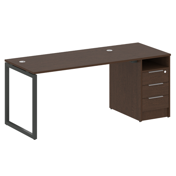 Metal System Quattro Р. ст. с тумбой на О-образном м/к 40БО.РС-СТП-1.3 Венге/Антрацит металл 1812*720*750 - Вид 1