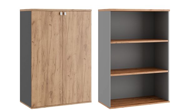 Шкаф средний закрытый Tess 90x45x135 дуб крафт золотой - Вид 1