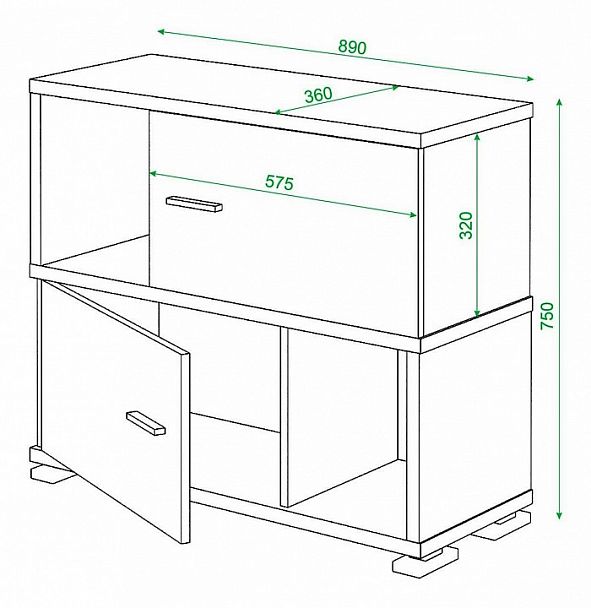 Тумба комбинированная Домино СБ-30/2 Карамель - Вид 3
