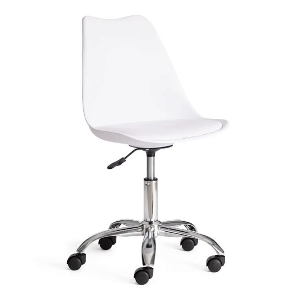 Офисное кресло Тулип/Tulip (мод.106-1), металл/пластик/PU, White (белый) / Chrome (хром) - Вид 1