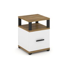 Concept Тумба приставная 1 распаш. фасад с надставкой CN.TUP-006 W Сандал Янтарный/Белый Бриллиант/Металл Черный 420*420*750 - Фото предпросмотра