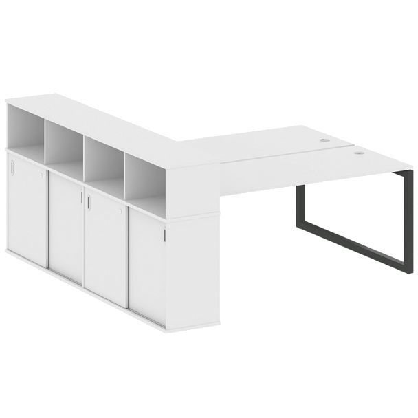Metal System Quattro Р. ст. с шкафом-купе на О-образном м/к 50БО.РС-СШК-4.5 Т Белый/Антрацит металл 2210*2332*1098 - Вид 1