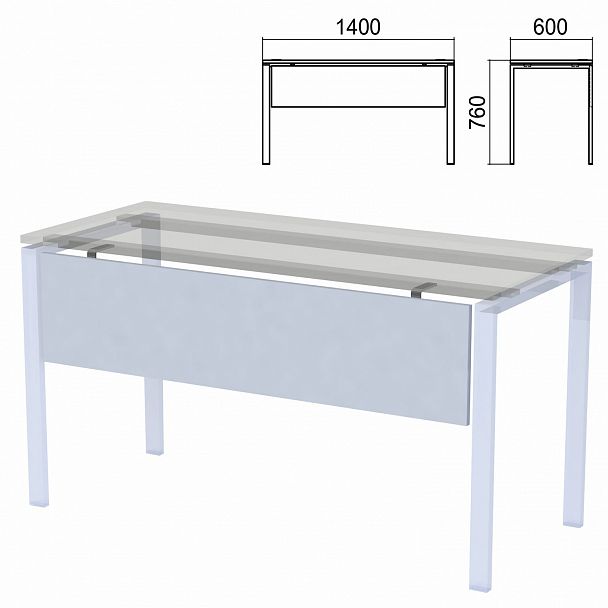 Царга к столам на металлокаркасе "Арго", шириной 1400 мм, серый - Вид 2