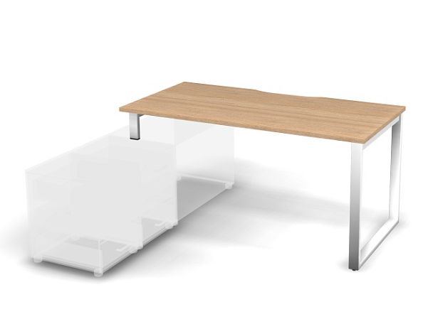 MATRIX 121B102-O Стол прямой, опора на тумбу, пров. вырез. (O-опоры) 1580х780х775 Швейц-й вяз/Белый - Вид 1