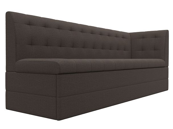 Диван кухонный Бриз с углом справа Рогожка коричневый - Вид 3