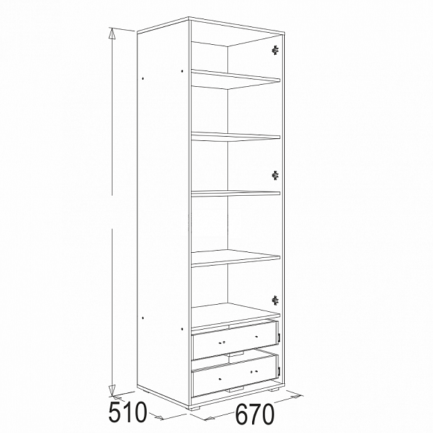 Шкаф 2-х дверный для белья Омега-16 - Вид 3