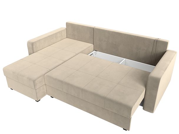 Диван угловой Ливерпуль Лайт левый угол Микровельвет бежевый - Вид 7