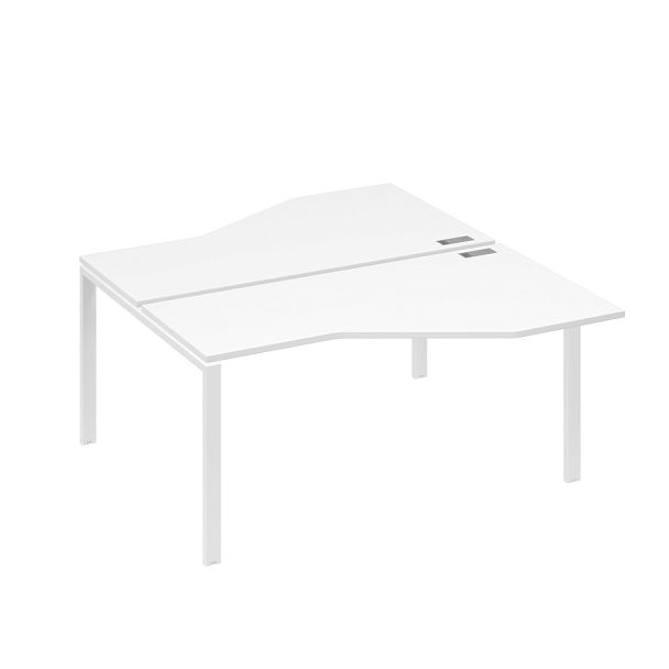 Рабочая станция со столами (2х160) Техно на каркасе UNO A4 А4 Б1 188 БП белый премиум / металлокаркас белый - Вид 1