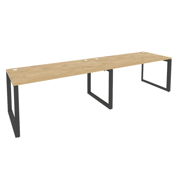 Onix Рабочая станция на О-образном м/к O.MO-RS-2.4.8 Тиквуд светлый/Антрацит металл 3160*800*750 - Вид 1